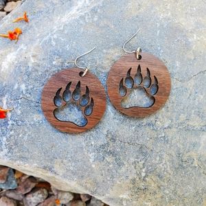 Hand designed lasercut bear claw earrings